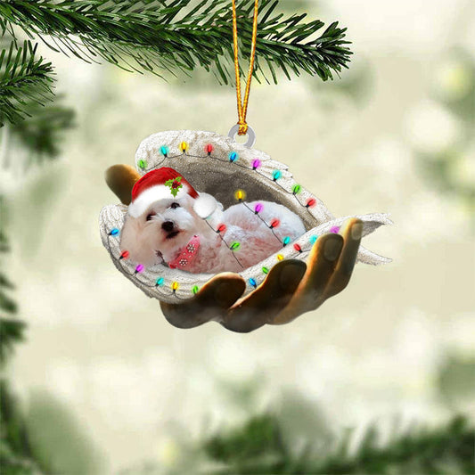 Poodle(White) Sleeping Angel In God Hand Christmas Ornament Godmerch Ornament - Best gifts your whole family