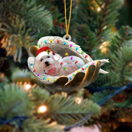 Poodle(White) Sleeping Angel In God Hand Christmas Ornament Godmerch Ornament - Best gifts your whole family