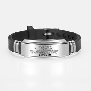 Mom To Son - Never Forget That I Love You Engraved Bracelet