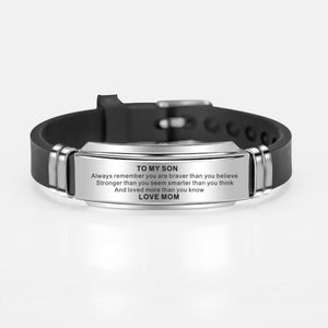 Mom To Son - Always Remember You Are Loved More Engraved Bracelet