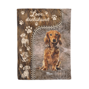 Love Dachshund personalized dog blanket customized Christmas family gift idea for dog lover