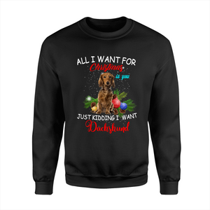 All I want for Christmas is you just kidding I want my dog - Funny personalized dog lover sweatshirt Merry Christmas  unique gift idea