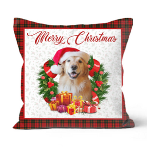 Merry Christmas funny buffalo plaid canvas pillow gifts christmas Canvas Pillow for dog lovers