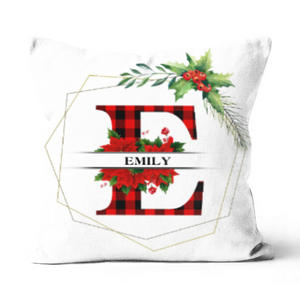 Personalized Name Funny Buffalo Plaid Christmas Family Gift Customized Canvas Pillow For Men, Women and Kids