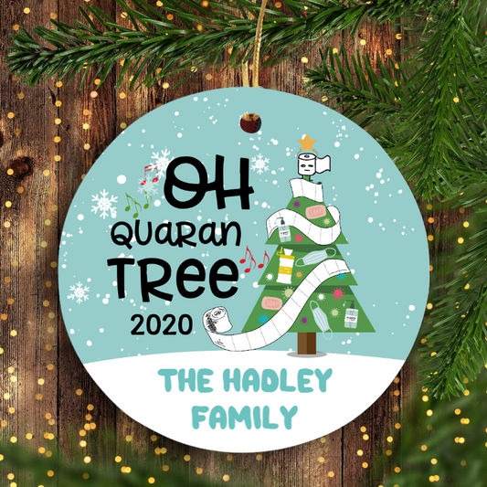 Oh quanran tree 2020 Merry Christmas social distancing ornament - funny CUSTOMIZED family name ornament Christmas family gift idea