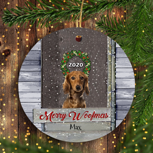Merry Woofmas PERSONALIZED Dog Ornament Funny Christmas Unique Family Gift Idea For Dog Lover