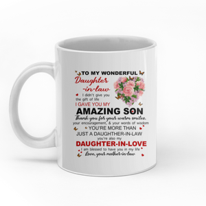 Mother in law to my wonderful daughter in law personalised gift customized mug coffee mugs gifts custom christmas mugs