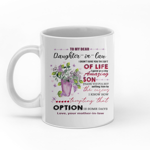 Mother in law to my dear daughter in law personalised gift customized mug coffee mugs gifts custom christmas mugs