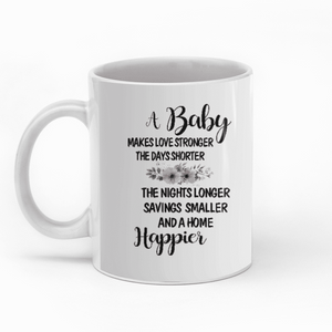 A Baby Makes Love Stronger And A Home Happier custom christmas mugs
