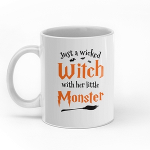 Just a wicked witch with her little monster personalised gift customized mug coffee mugs gifts custom christmas mugs