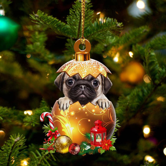 Pug 03In Golden Egg Christmas Ornament - Best gifts your whole family