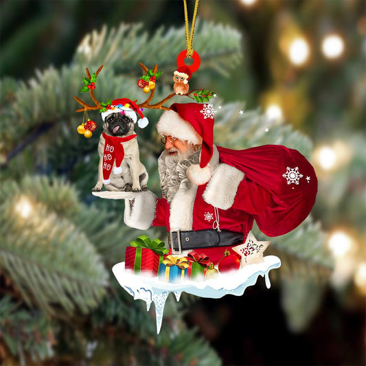 Pug And Santa Claus Christmas Ornament Godmerc - Best gifts your whole family