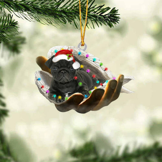 Pug (Black) Sleeping Angel In God Hand Christmas Ornament Godmerch Ornament - Best gifts your whole family