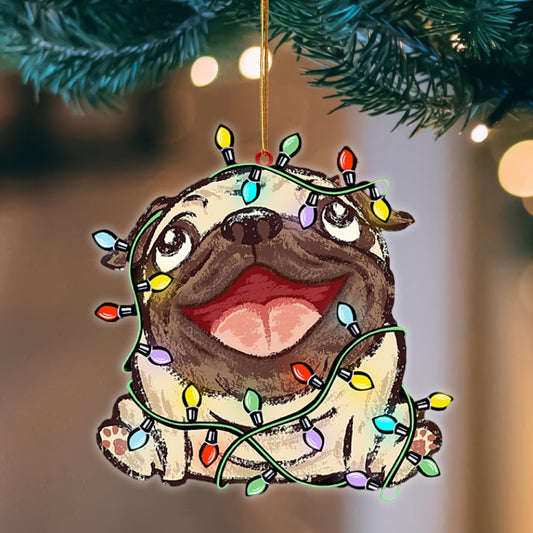 Pug Christmas Light Hanging Ornament, Animal Christmas Ornaments - Best gifts your whole family