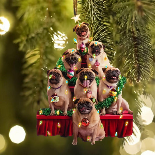 Pug Christmas lovely tree gift for bulldog lover gift for dog mom ornament, Christmas Ornament, Car Ornament - Best gifts your whole family