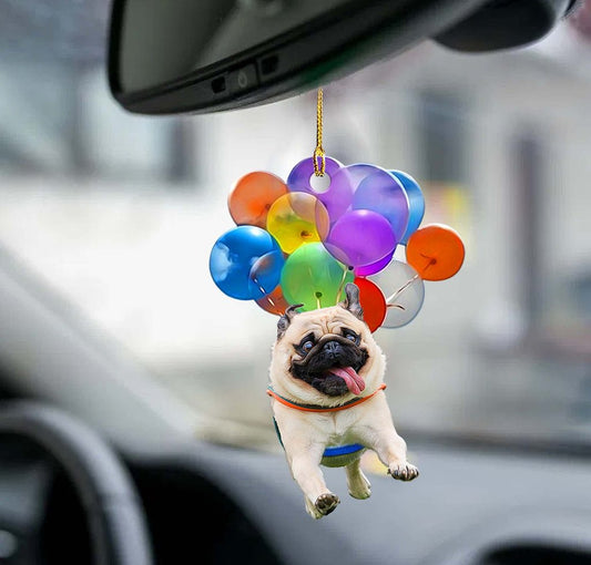 Pug Dog Fly With Bubbles Car Hanging Ornament Dog Ornament Godmerc - Best gifts your whole family