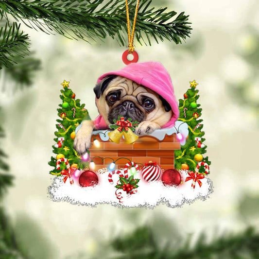 Pug In The Chimney Hanging Ornament Dog Christmas Ornament - Best gifts your whole family