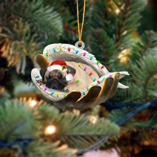Pug Sleeping Angel In God Hand Christmas Ornament Godmerch Ornament - Best gifts your whole family