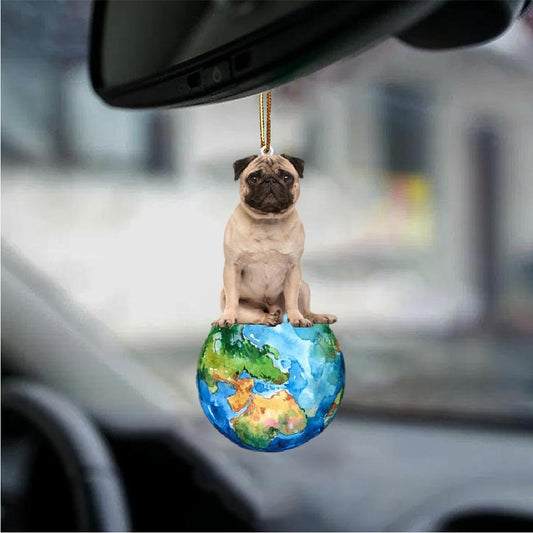 Pug2-Around My Dog-Two Sided Ornament - Best gifts your whole family
