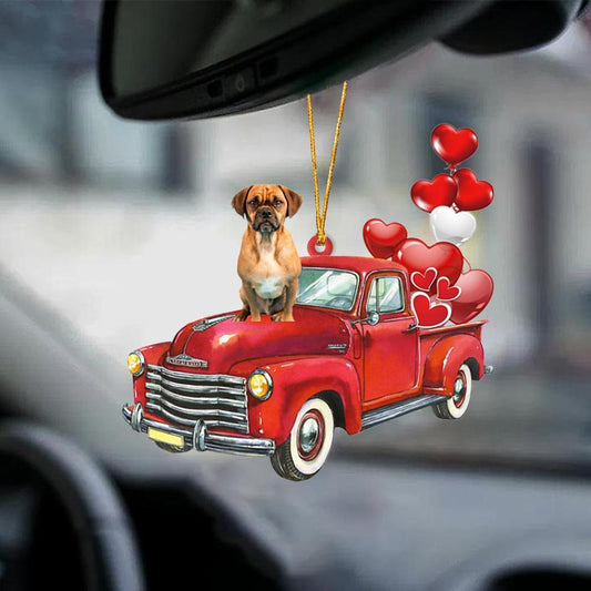 Puggle 2-Red Sports Car-Two Sided Ornament - Best gifts your whole family