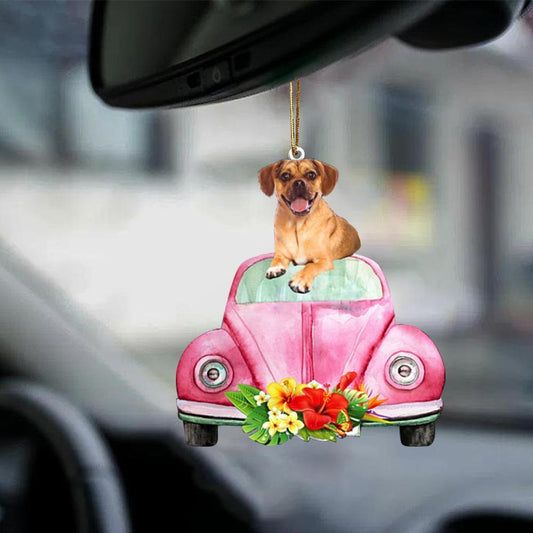 Puggle-Pink Hippie Car-Two Sided Ornament - Best gifts your whole family