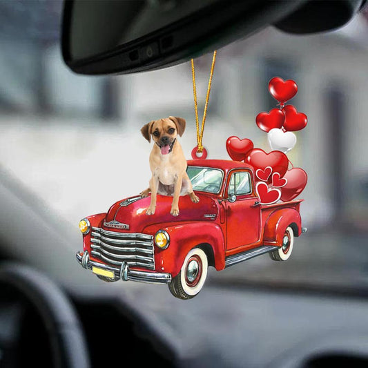 Puggle-Red Sports Car-Two Sided Ornament - Best gifts your whole family