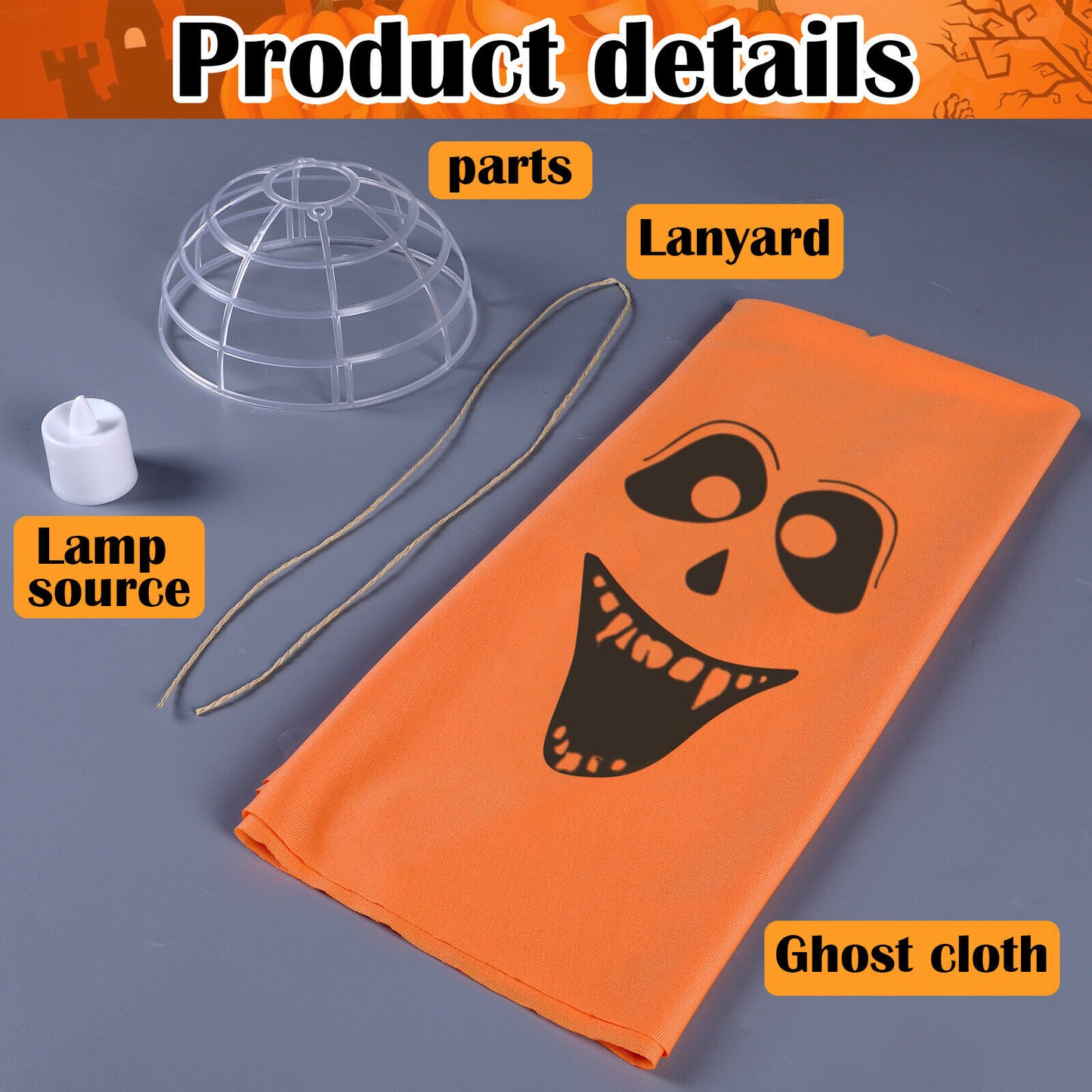 Halloween LED Hanging Orange Ghost Lights Indoor Outdoor Garden Party Bar Decor