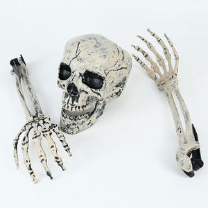 3pcs Halloween Scary Horror Skeleton Decorations Head Bones Hand Outdoor Decor