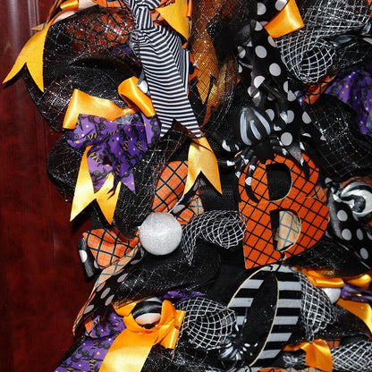 2022 Halloween Decoration Wreath Pumpkin BOO Front Door Halloween Party Hanging