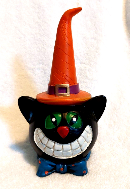 Halloween Black Cat Figurine Retro Vintage Statue Tabletop Decor