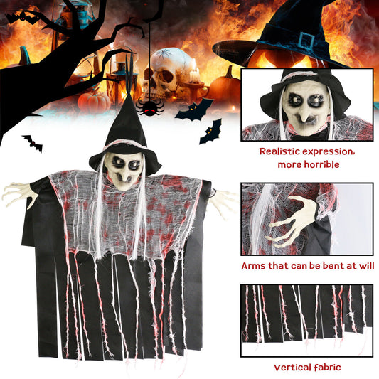Halloween Decorations Hanging Animated Witch Haunted House Prop Outdoor Indoor