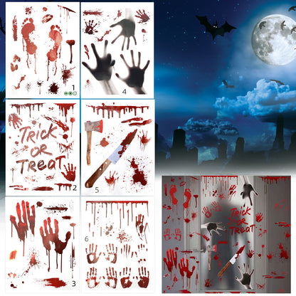 Halloween Bloody Knives Hanging Haunted Scary Horror Banner Window Wall Sticker