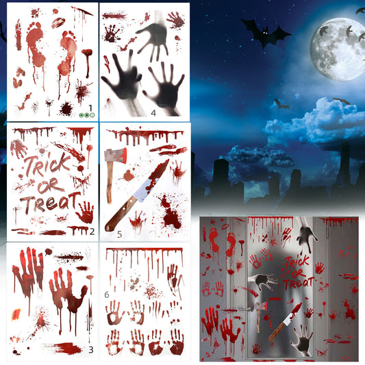 Halloween Bloody Knives Hanging Haunted Scary Horror Banner Window Wall Sticker