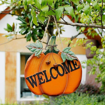 Wood Pumpkin Welcome Sign Fall Decor Autumn Harvest Thanksgiving Halloween Decor