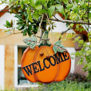 Wood Pumpkin Welcome Sign Fall Decor Autumn Harvest Thanksgiving Halloween Decor