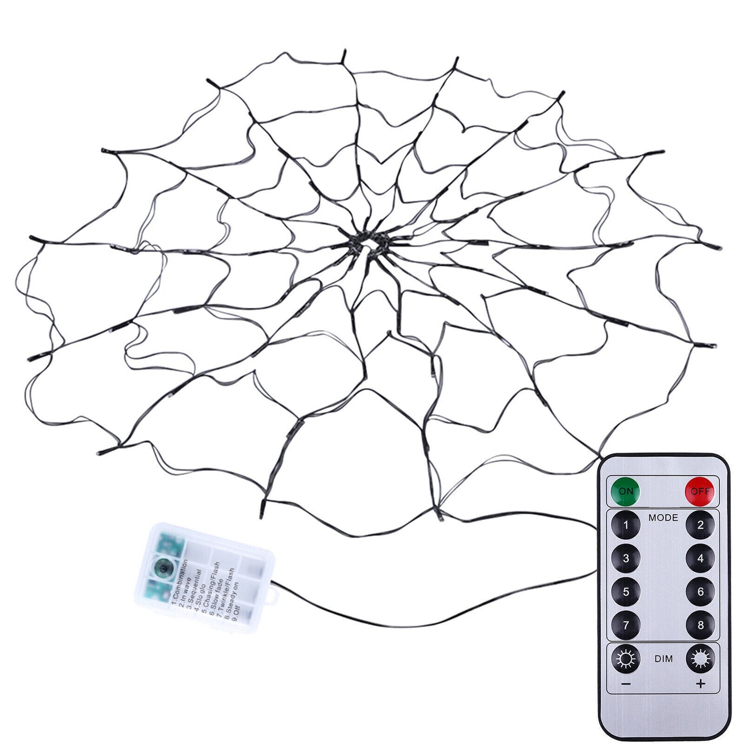 Halloween LED Black Spider Cobweb Lights 3.28FT Purple String Fairy Lights Party