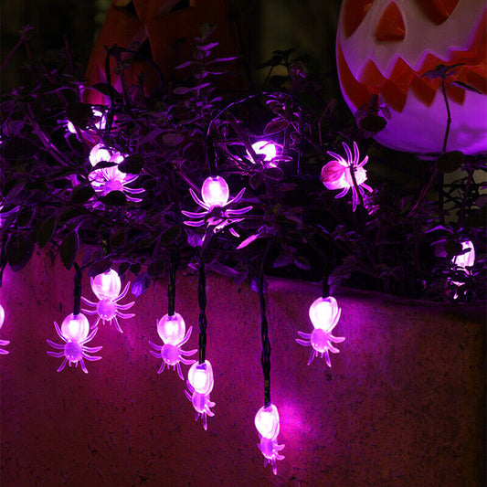 LED Halloween Purple Spider Decor String Lights for Halloween Outdoor Indoor US