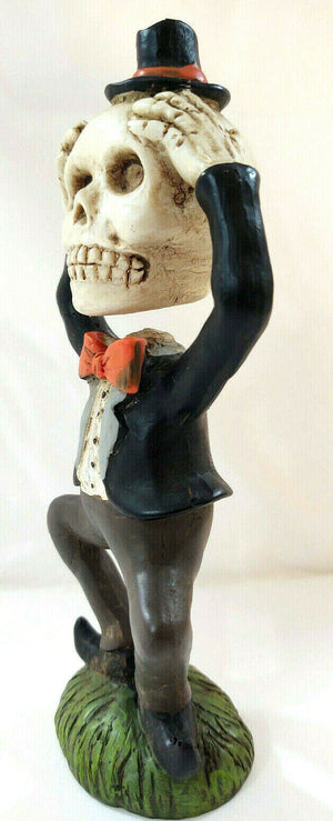 Comedy Skeleton Statue Horror Gothic Halloween Vintage Style Skull Figurine Gift
