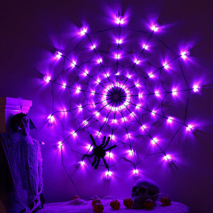 Halloween LED Black Spider Cobweb Lights 3.28FT Purple String Fairy Lights Party