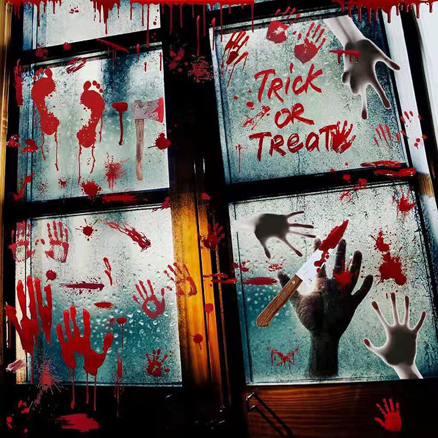 Halloween Bloody Knives Hanging Haunted Scary Horror Banner Window Wall Sticker