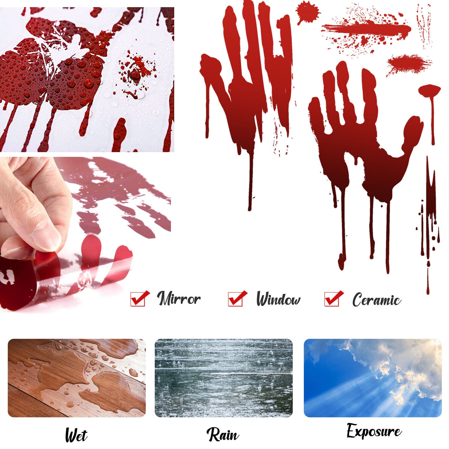 Halloween Bloody Knives Hanging Haunted Scary Horror Banner Window Wall Sticker