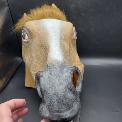 Capall Head Creepy Oíche Shamhna éadaí Amharclann Rubber Masc