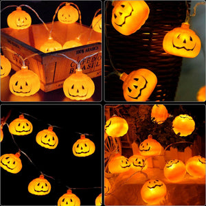 10 LED Halloween Pumpkin String Lights Lantern Lamp Home Party Christmas Decors