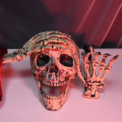 3pcs Halloween Scary Horror Skeleton Decorations Head Bones Hand Outdoor Decor