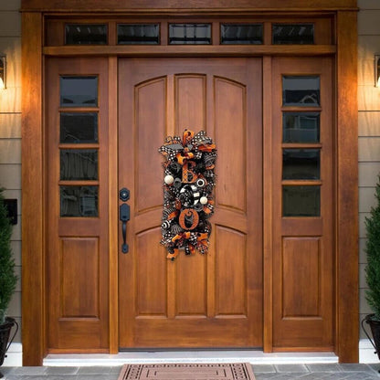 2022 Halloween Decoration Wreath Pumpkin BOO Front Door Halloween Party Hanging