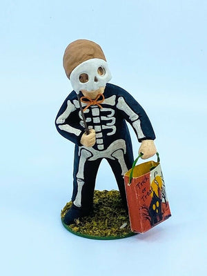 4.5 Bethany Lowe Trick Or Treat Grim Skeleton Boy Vntg Halloween Figurine Decor