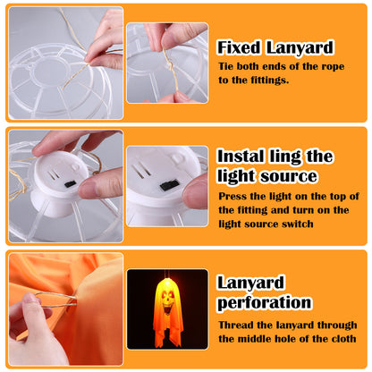 Halloween LED Hanging Orange Ghost Lights Indoor Outdoor Garden Party Bar Decor