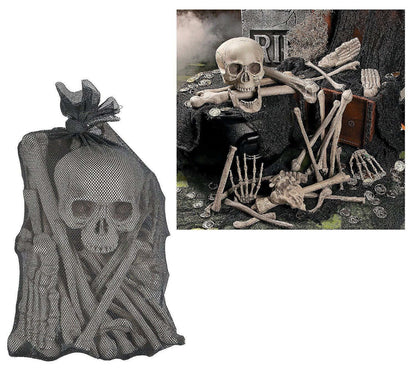 Bag of Skeleton Bones 28 Piece Set Halloween Decor