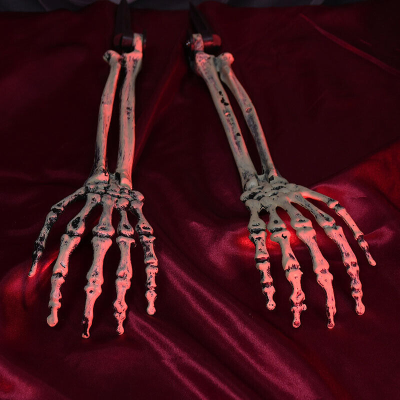 3pcs Halloween Scary Horror Skeleton Decorations Head Bones Hand Outdoor Decor
