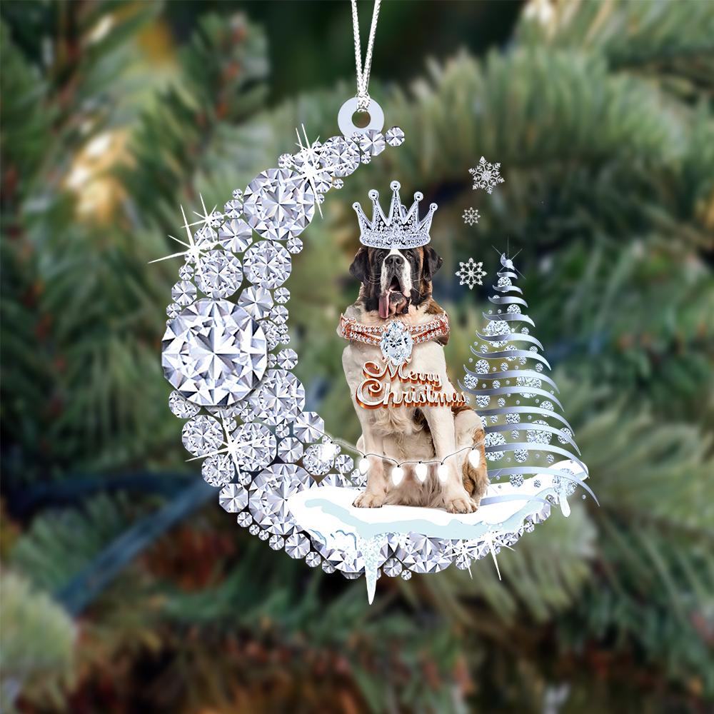 Saint Bernard Diamond Moon Merry Christmas Ornament Christmas Decoration - Best gifts your whole family